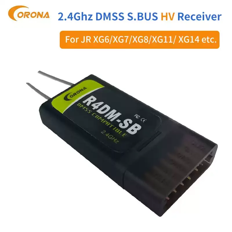 Receptor Corona 2.4Ghz JR DMSS Compatible R4DM R6DM-SB R8DM con Soporte S.Bus para Transmisor de Radio RC XG6 XG7 XG8 XG11