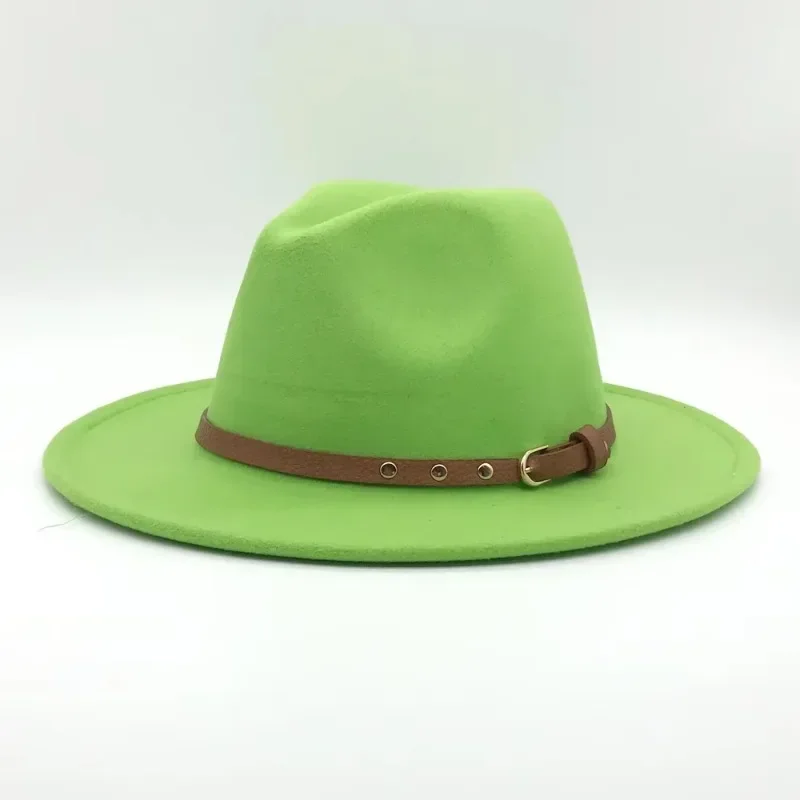 

New Fashion Fedora Hat with A Belt Buckle for Men Women Outdoor Sun Protect Fashionable Hat Felt Hat