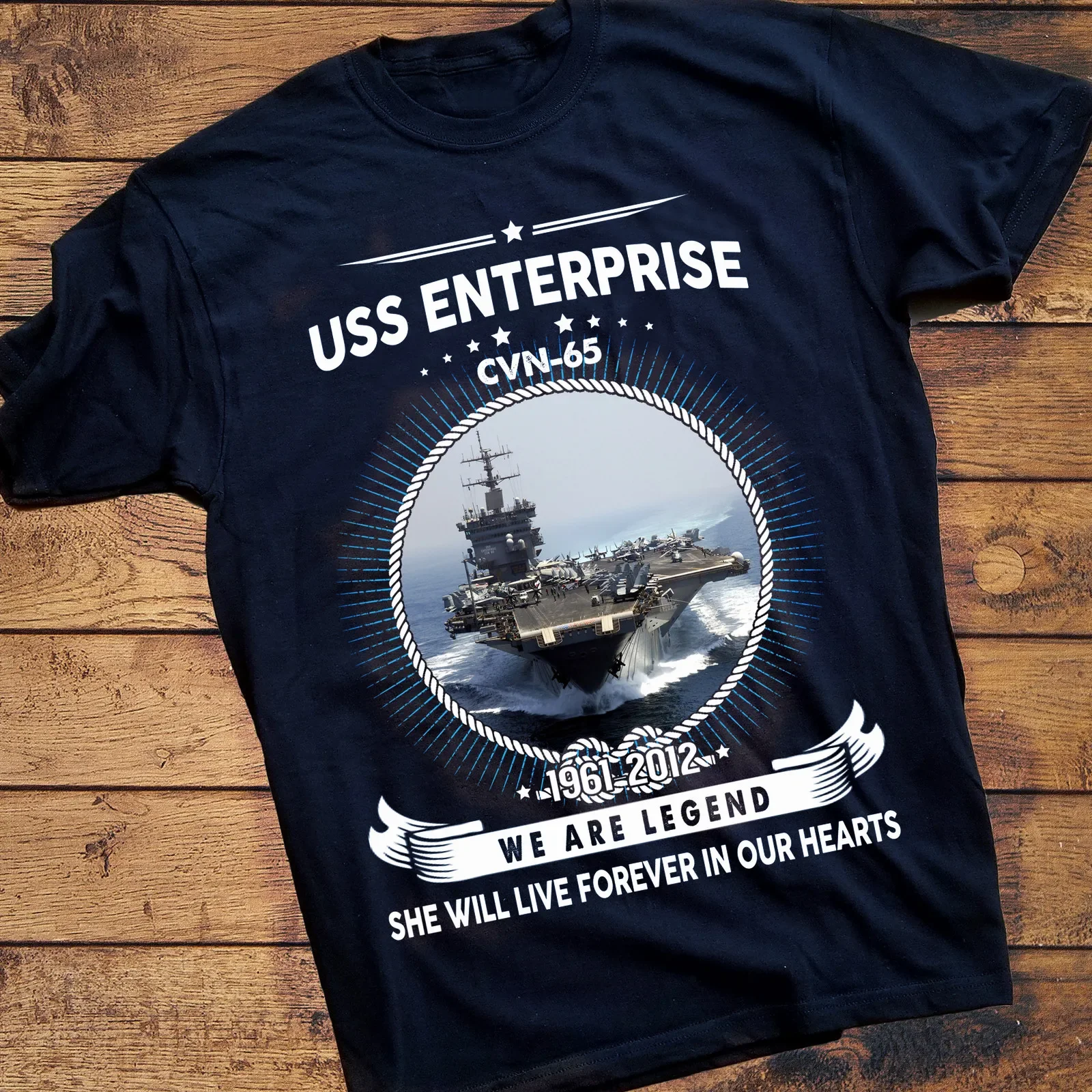 USS Enterprise CVN 65 Nuclear-powered Aircraft Carrier Printed T-Shirt. Summer Cotton Short Sleeve