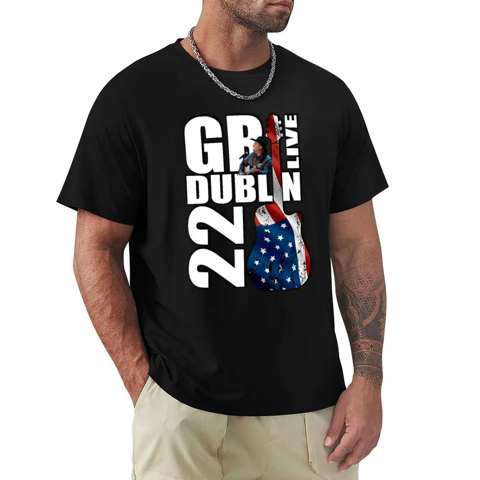 Garth Brooks - GB Live Dublin 2022 - Camiseta clásica de la gira por estadios, camiseta informal minimalista de manga corta