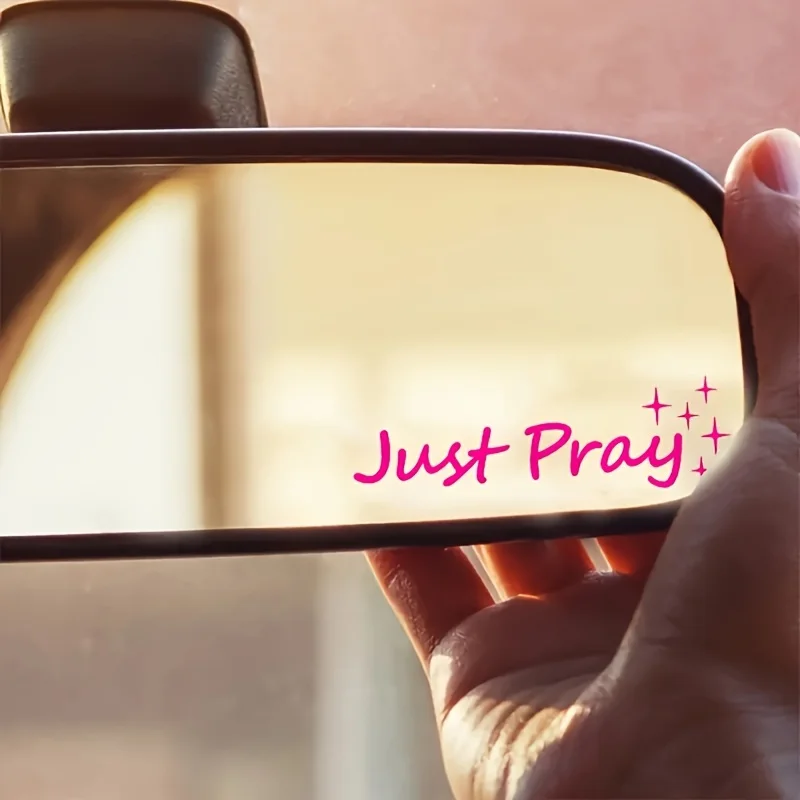 1PC Unique Just Pray Car Sticker, Spiritual Accessory for Car Sun Visor, Make Your Car Stand Out with This Faith Decal