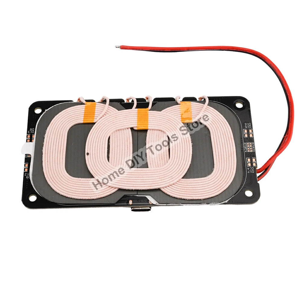 Placa de circuito de módulo transmisor de cargador inalámbrico Qi tipo C de 20W con 3 bobinas de 5V 9V 12V para fuente de alimentación exterior de coche DIY