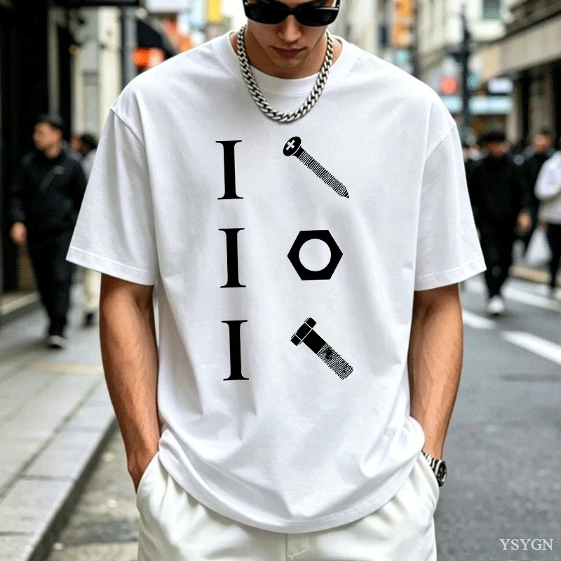 I Nut I Bolt I Screw Funny Mechanic Graphic Print Mens Tshirt Short Sleeve Trendy Street Top for Mens Holiday Party Outfit Tops