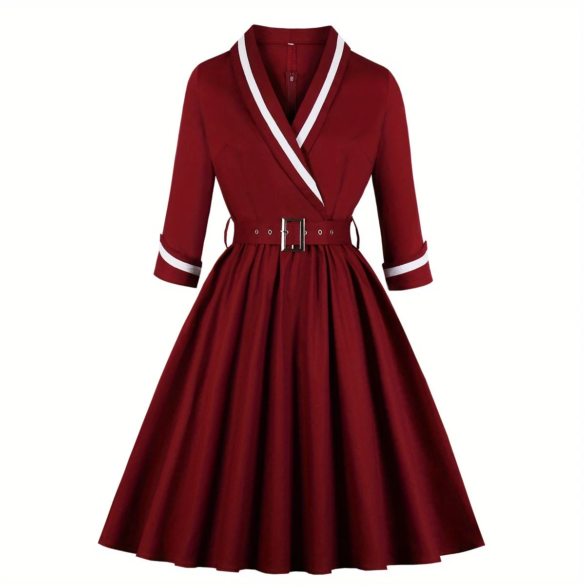 

2025 Fashion Casual Long Sleeve Waist Slim Swing Dress Small Dress Halloween Women's Stage Show Dress