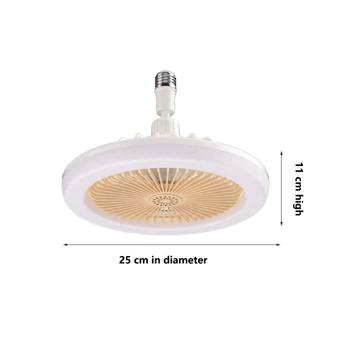 

A14G-E27 Ceiling Fan with Lights,Enclosed Low Fan Light, Electric Fan Gimbal Lamp Holder(Cream Color)