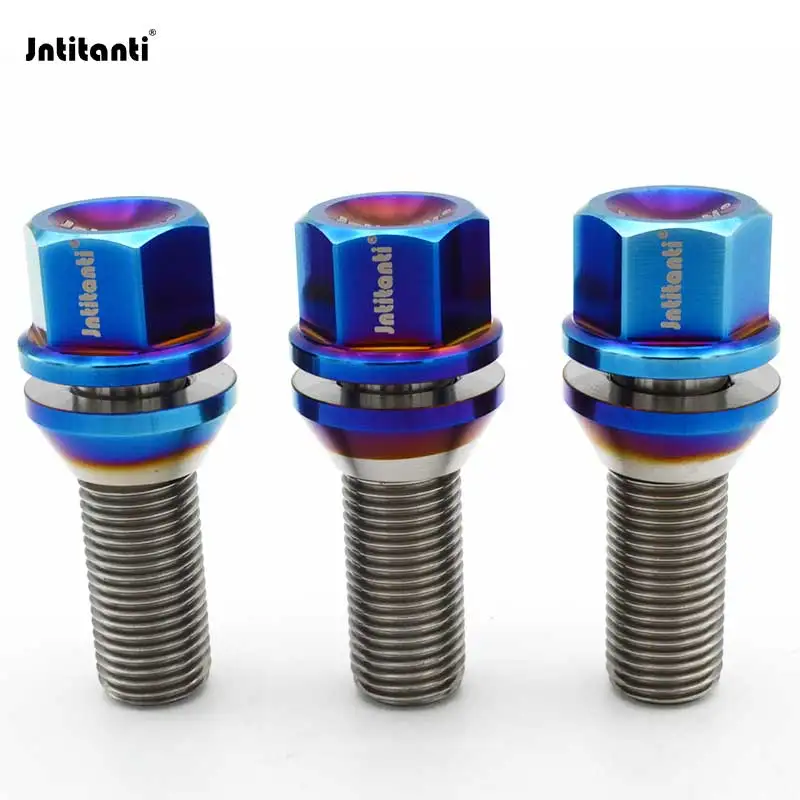 Jntitanti 19HEX Floating washer Gr.5 Titanium 60 degree cone seat wheel Bolts M14 *1.5*32mm for Volvo