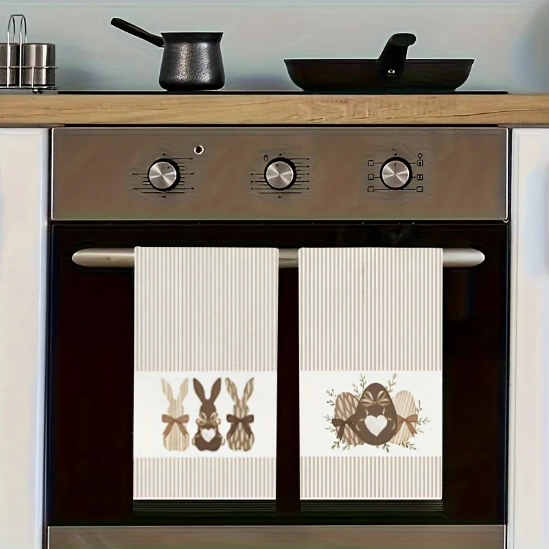 Paquete de 2 toallas de cocina de conejito de huevo de Pascua, toallas de platos, toallas de mano, altamente absorbentes, toallas decorativas de cocina, regalos de vecino, regalos de inauguración de la casa dulce para amigos, regalos de mamá, regalos de cumpleaños para amigos
