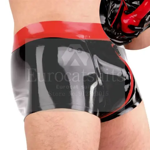 Latex Men s Rubber Shorts with Crotch Zipper Underwear Bodysuit Fetish Wear Ensemble
