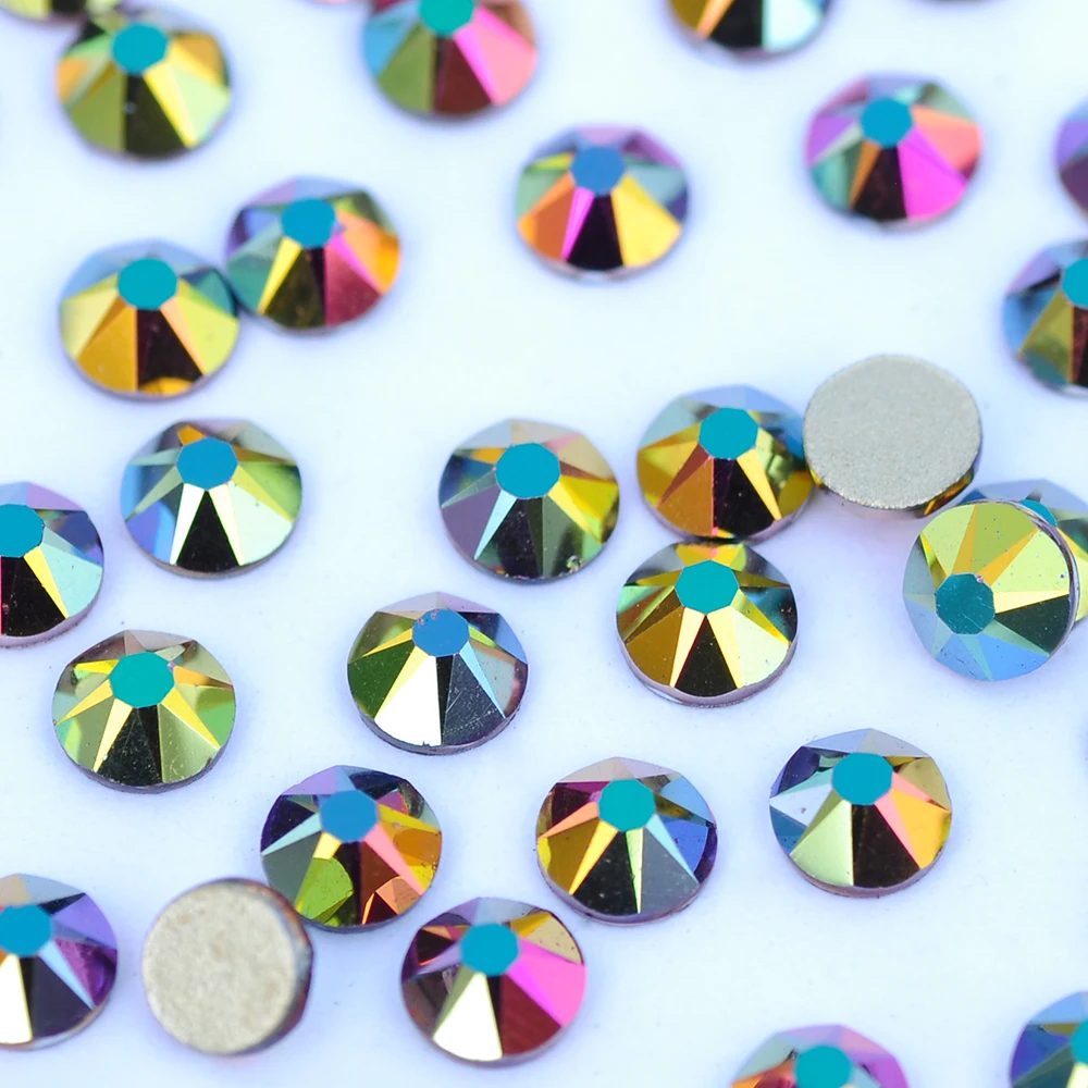 YANRUO 2088 Rainbow Rose Gold DIY Non Hotfix Rhinestones Cold Fixation Flat Back Strass Crystals Glass Stones For Clothing