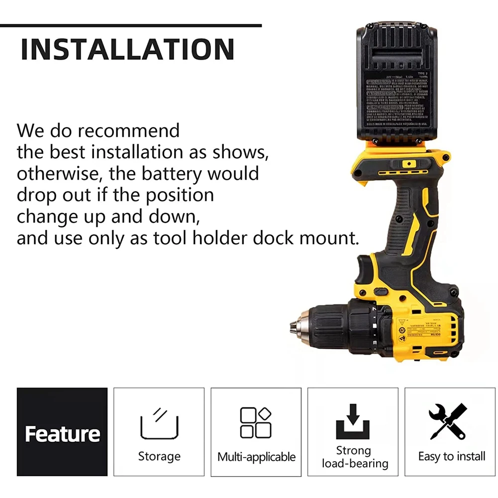 4 Packs Tool Mount for Dewalt 18V,20V Drill, Battery Holder for Dewalt 20V Battery MOUNTS/Hanger/Dock Holder