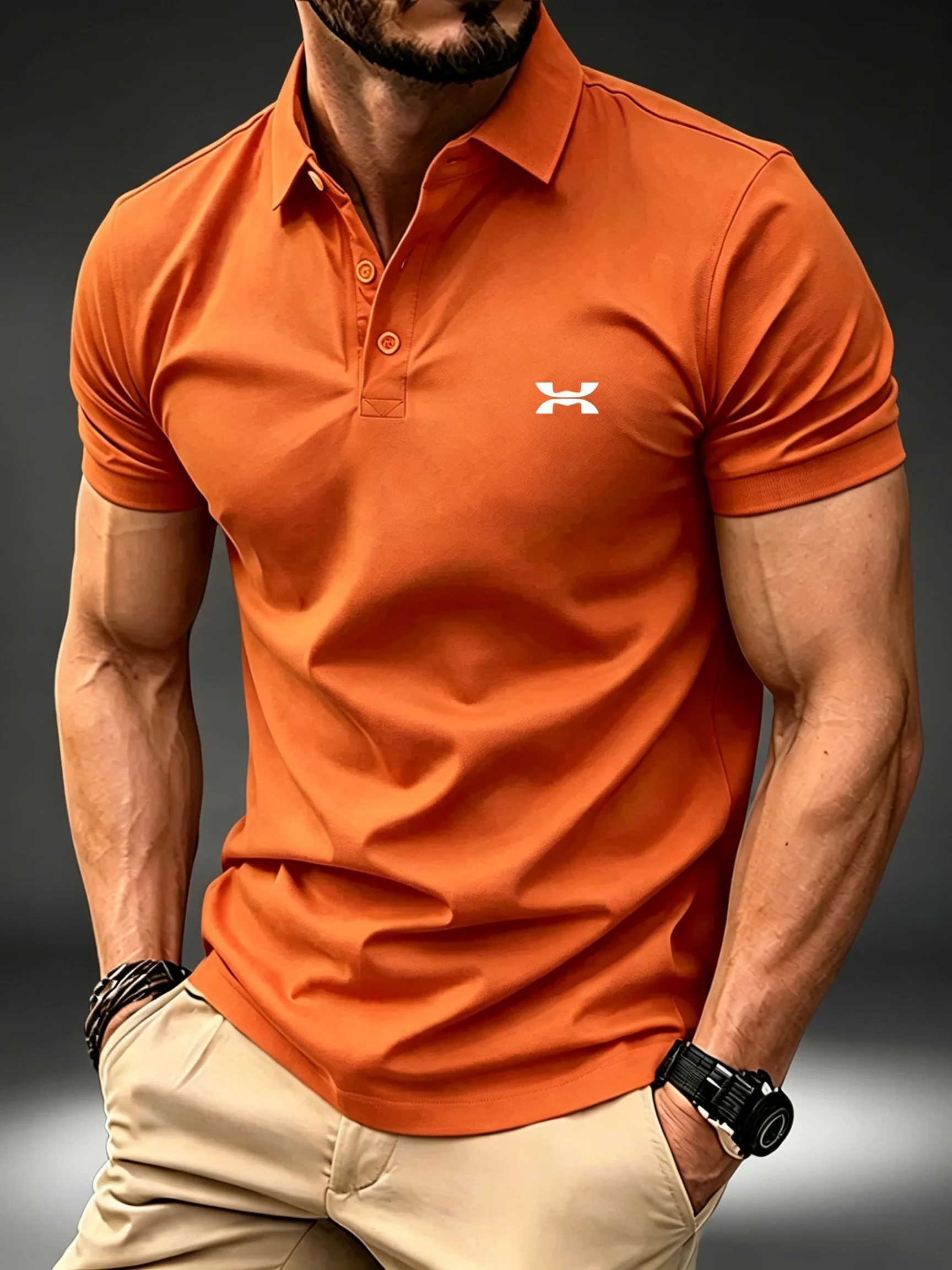 Sommermode Kurzärmeliges Komfortables Atmungsaktives Hochwertiges Herren Golf T-Shirt Business Casual Kurzärmeliges Polo-Shirt Top – Detail 6