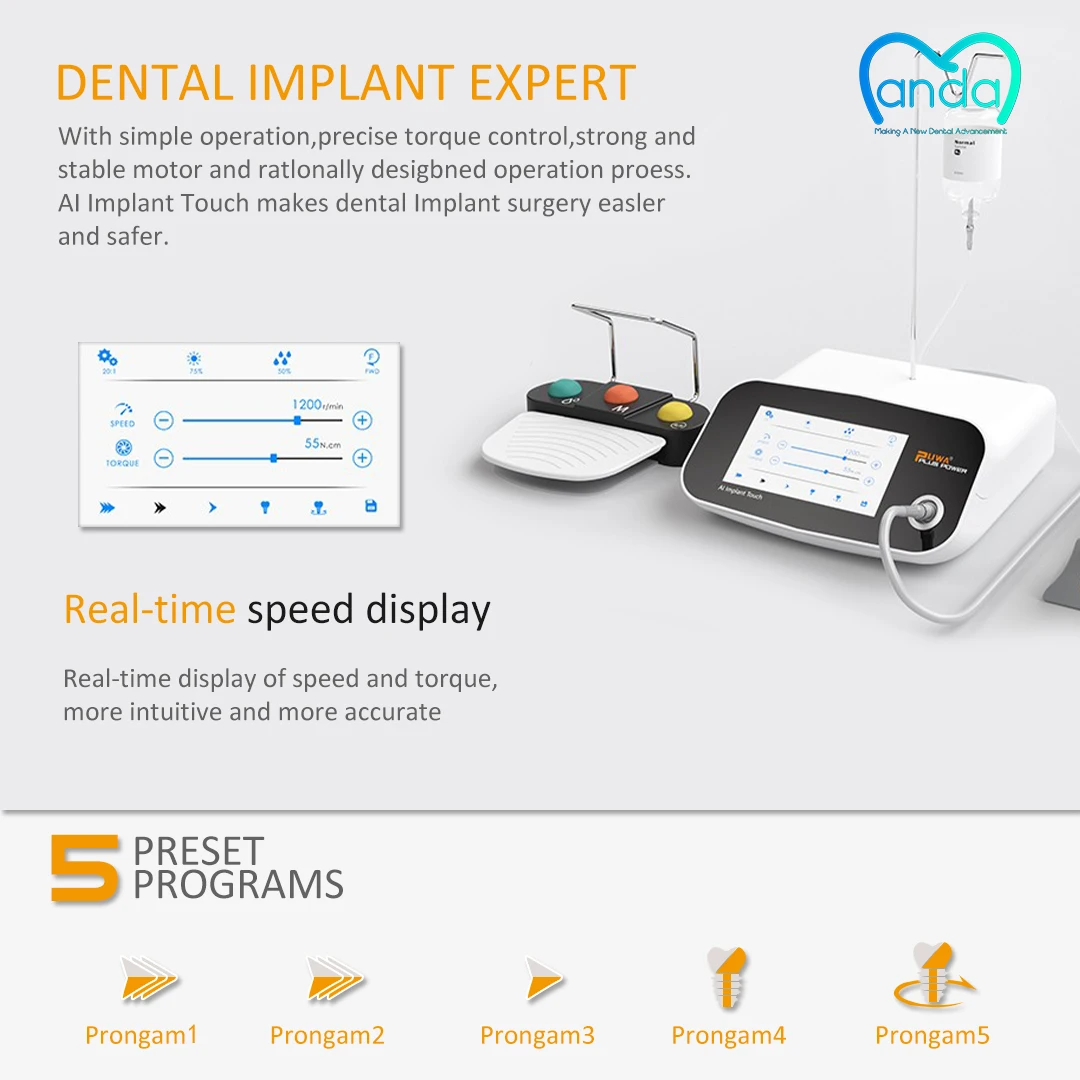 Dental Implant Machine LED Implant Motor Touch Screen 20:1 Surgical Contra Angle System