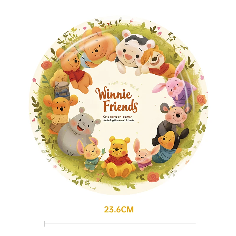 Disney Winnie Bear Theme Kild Birthday Party Decor Paper Plate Cup Background Disposable Tableware For Kids Baby Shower Supplie