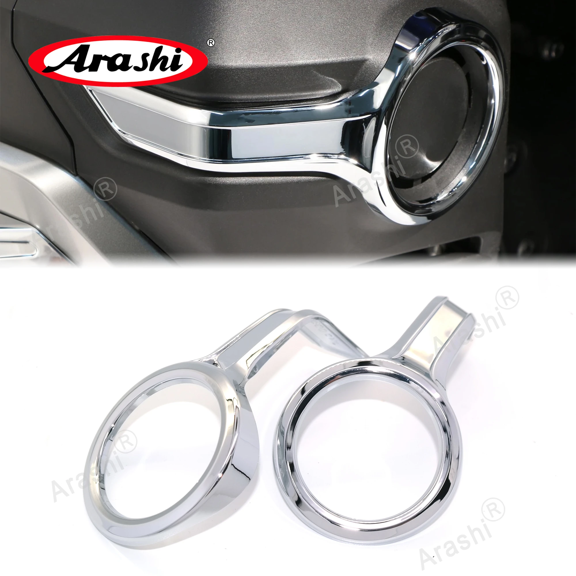 ARASHI Gold Wing Fog Light Trim Ring Frame For HONDA Goldwing Gen3 2018 2019 2020 2021 2022 2023 GL1800 Decorative Accessories