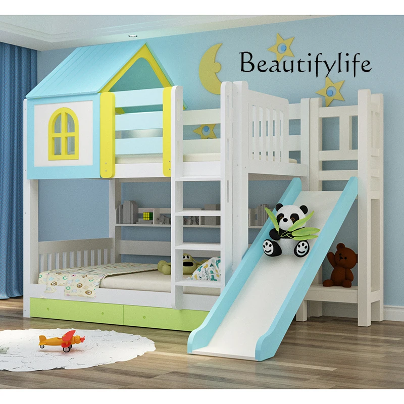 مساحة تخزين سرير أطفال بسيط فريد من نوعه إطار سرير أطفال خشبي ياباني بطابقين أثاث حديث مضاء من Cabane Enfant للمنزل