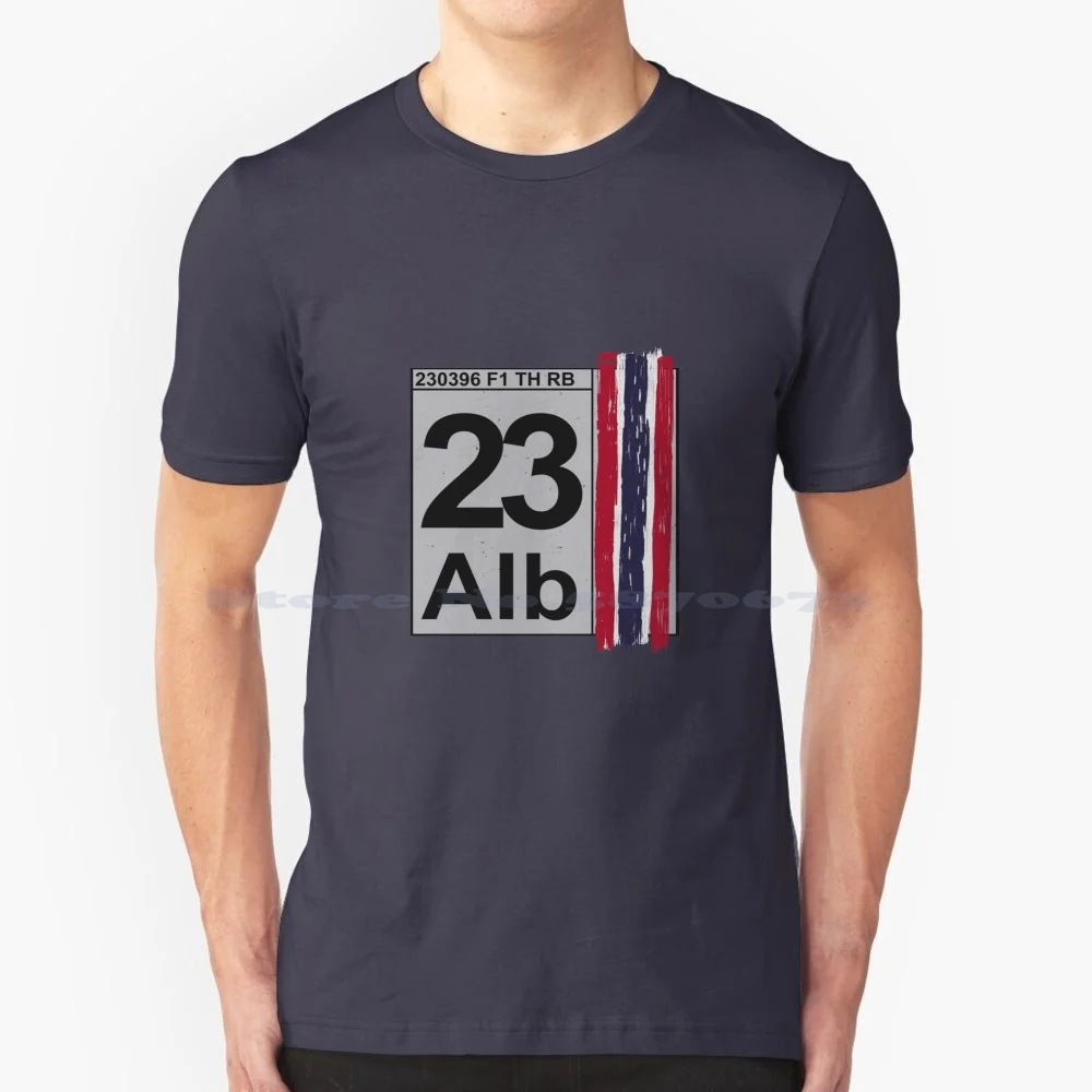 Thai Colours Alexander Albon 23 Design T Shirt 100% Cotton Tee British Thailand Flag Colours Colors Alexander Albon Number 23