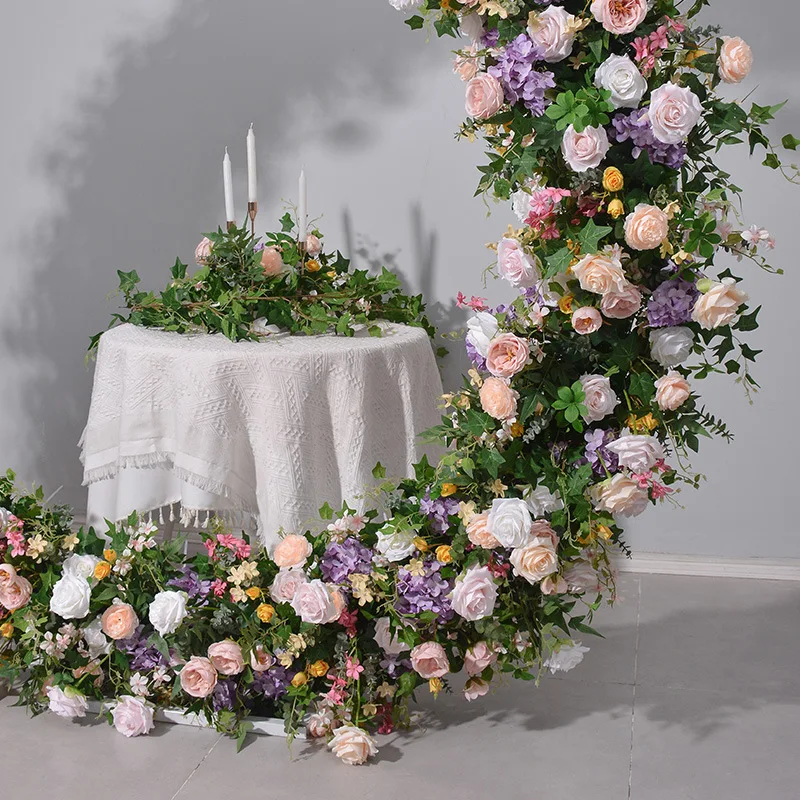 Elegant Artificial Flower Round Arch Wedding Reception and Party Reusable Flower Backdrop Decoration