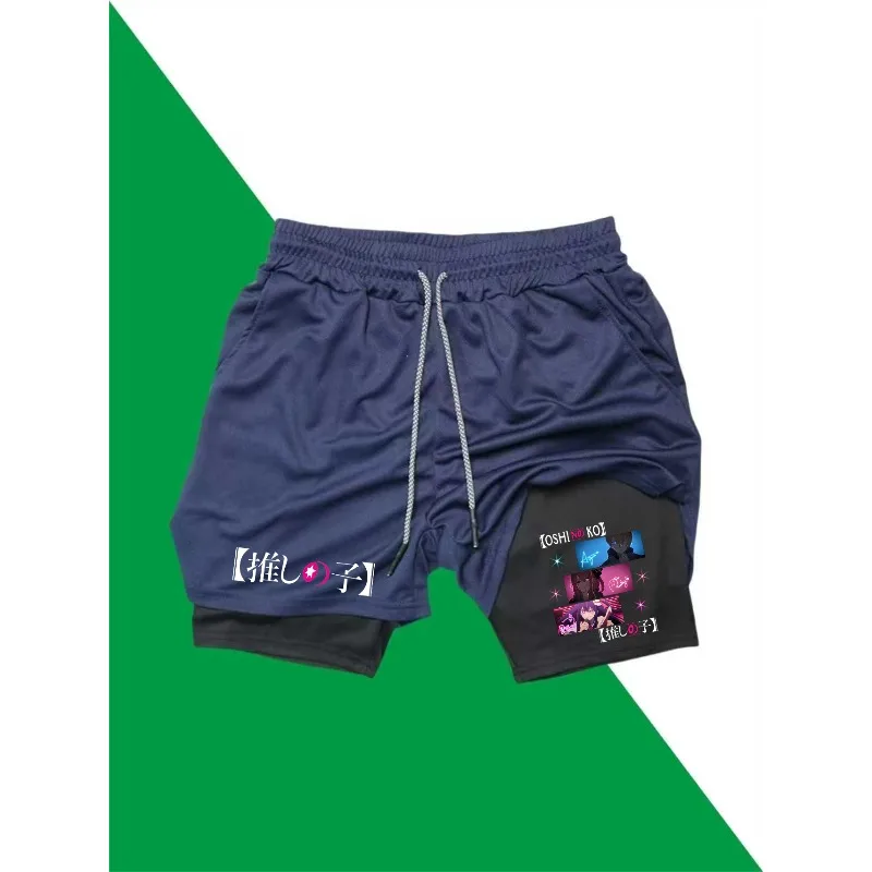 Ai Hoshino 2in1 تشغيل السراويل الرجال الصالة الرياضية اللياقة البدنية التدريب سريعة الجافة سراويل قصيرة الذكور الرياضة في الهواء الطلق الركض المدمج في جيب برمودا #6