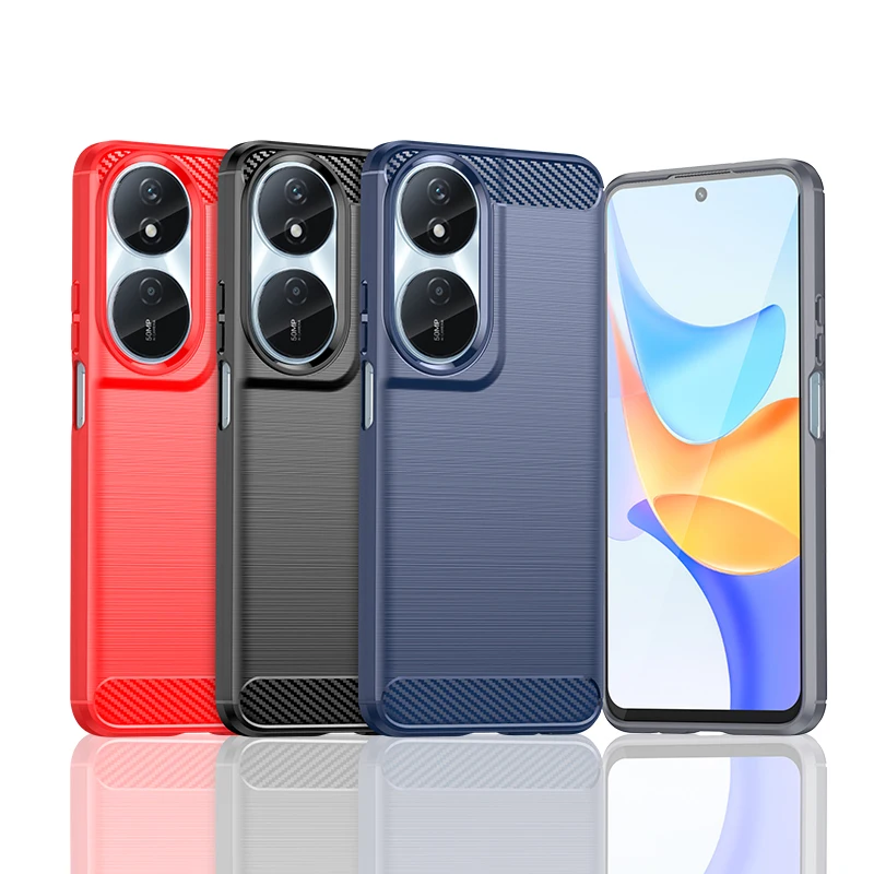 For Honor X7b Case Silicone Rubber Carbon Fiber Soft Protective TPU Shockproof Phone Cover Honor X7b Cover Honor X7b Case