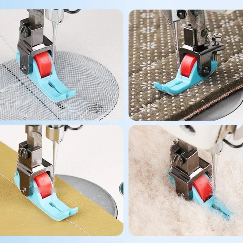 1pc Universal Industrial Sewing Machine Leather Roller Wheel Presser Foot of Flat Car Thick Fabric Clothing Replace Presser Feet