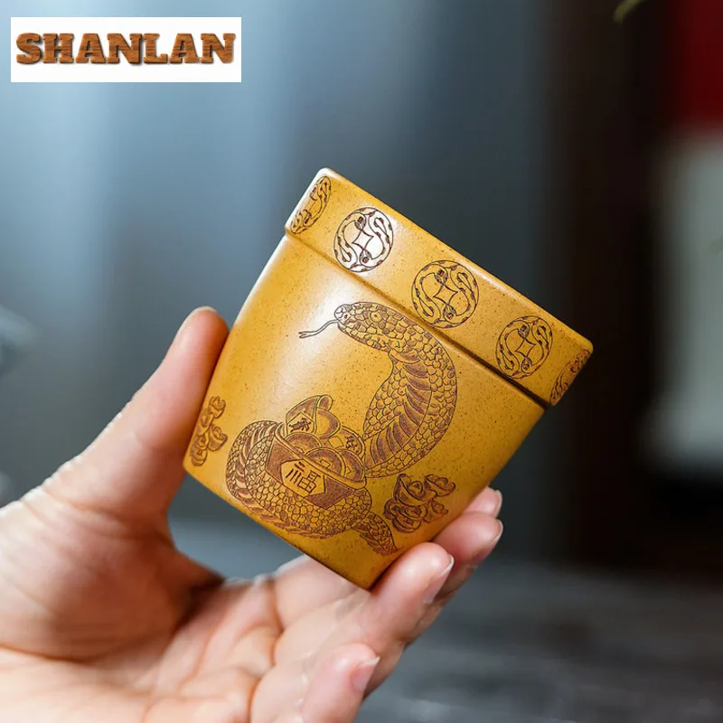 140ml Yixing Zisha Wealth Ophidian Teacup Ancient Tea Bowl Tea Cup Set Tea-tasting Personal Cup Jianzhan Master Cups For Tea