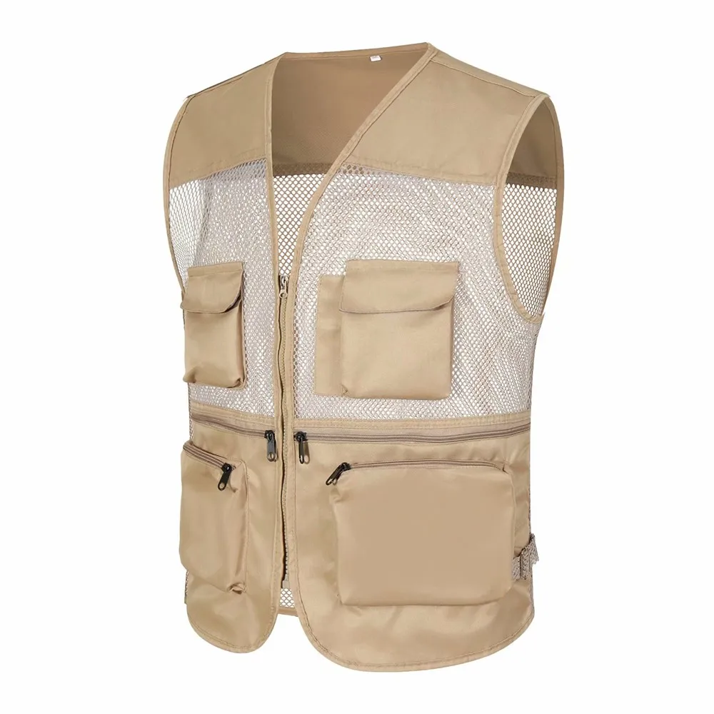 Summer Thin Mesh Vest Outdoor Sports For Jackets Bigsize Sleeveless Vest Multi Pockets Casual Work Wear Camping Fishing Vests