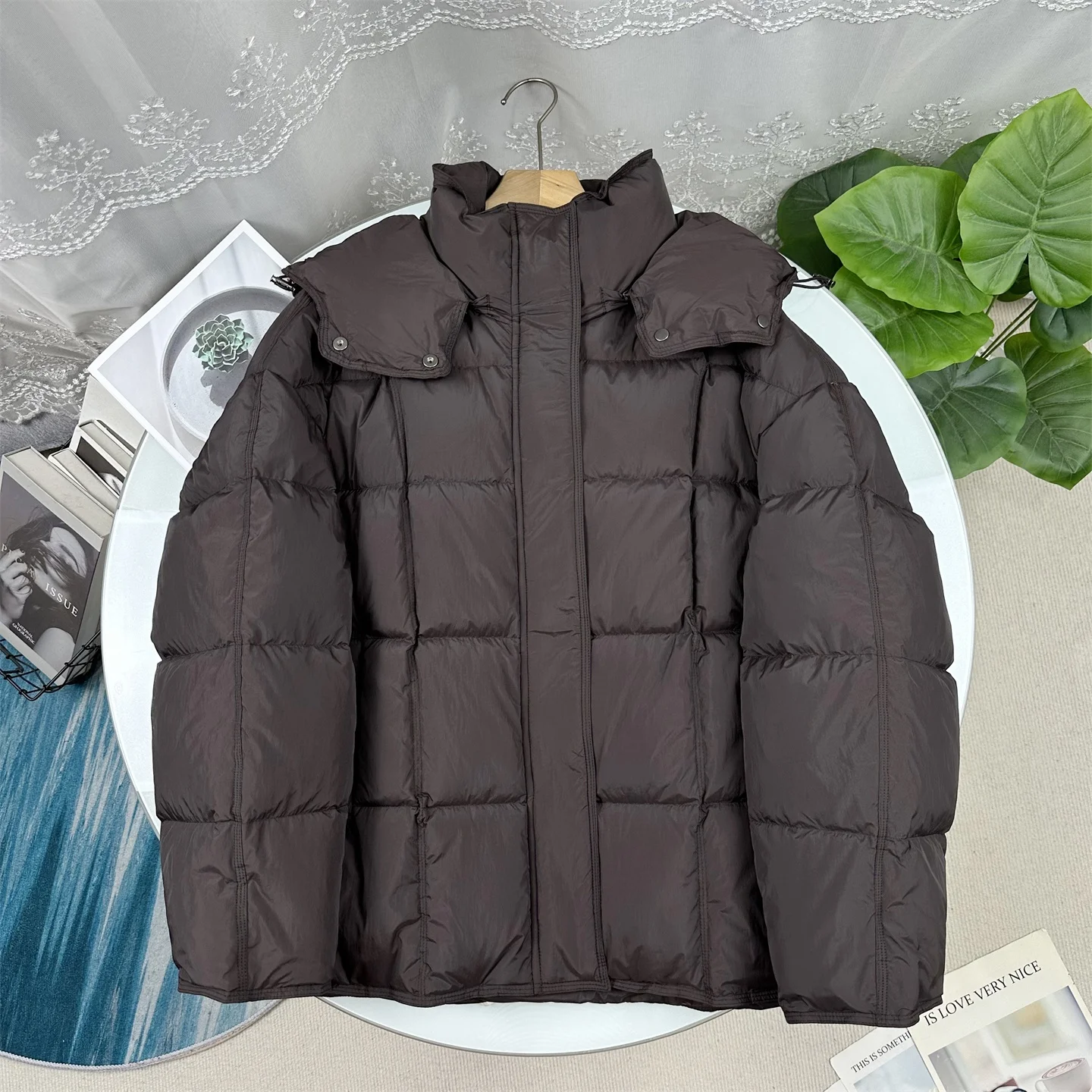 

Warm Puffer Jacket Women's 90 Goose down Hooded Short Coat Fashionable Bread Bouffant Style Winter Outerwear Thickened Long S...