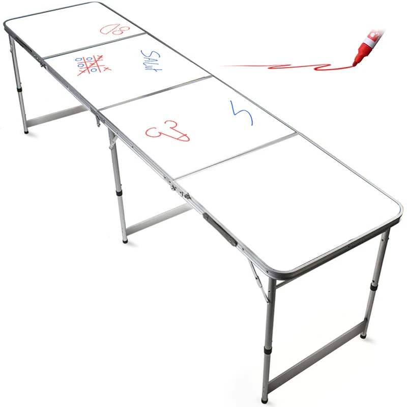 Portable Foldable Customize Directly Printing Customizable Blank White Board Draw Play Game Aluminium Folding Beer Pong Table