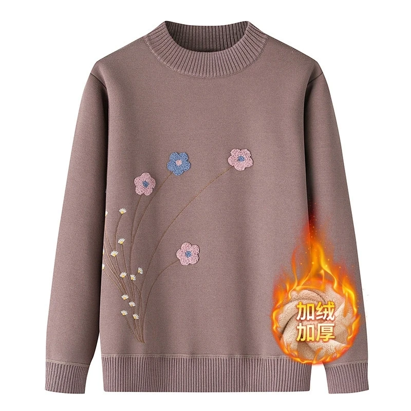 New Autumn Winter Knitted Sweater Female Pullover Women Basic Bottoming Sweater Warm Tops Middle-aged Elderly Mother Clothes
