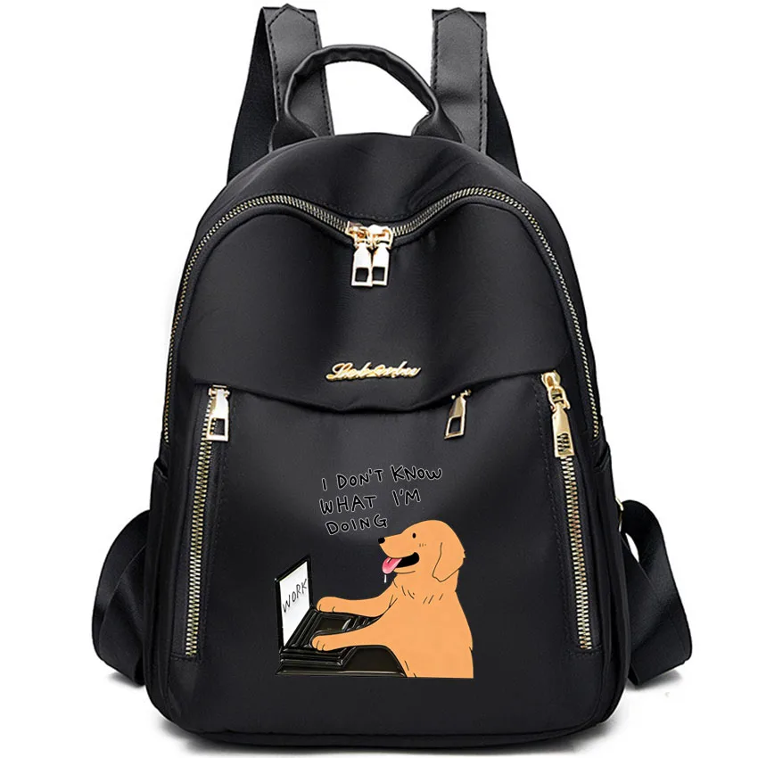 

Женский дорожный рюкзак из ткани Оксфорд, нейлоновый рюкзак с забавным принтом собаки, с регулируемыми лямками, рюкзак для девочек-подростков