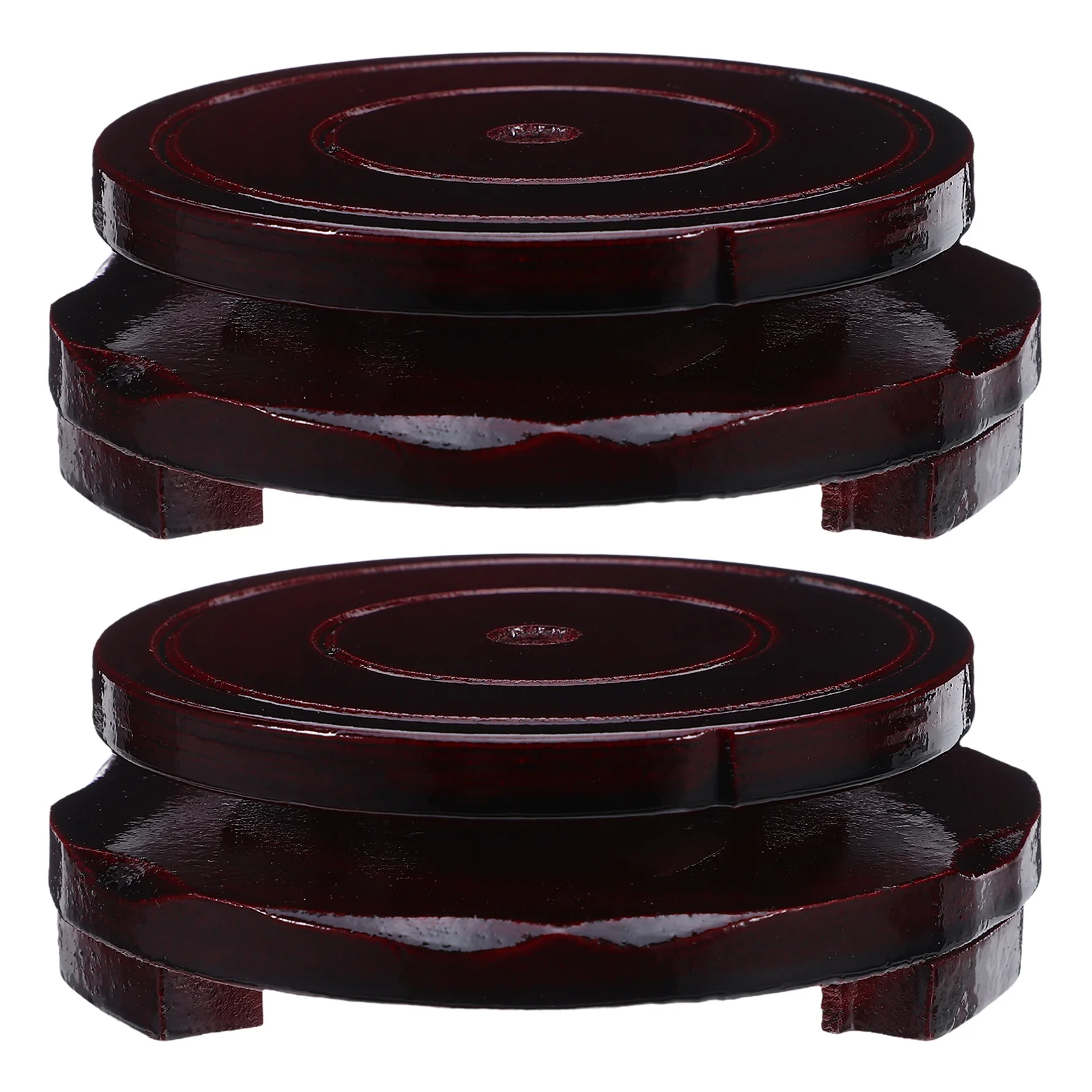 

2pcs Rotating Display Stand 8Cm Brown Wood Riser For Vase Bowl Teapot Round Wood Base For Home Office Decor Farmhouse Display