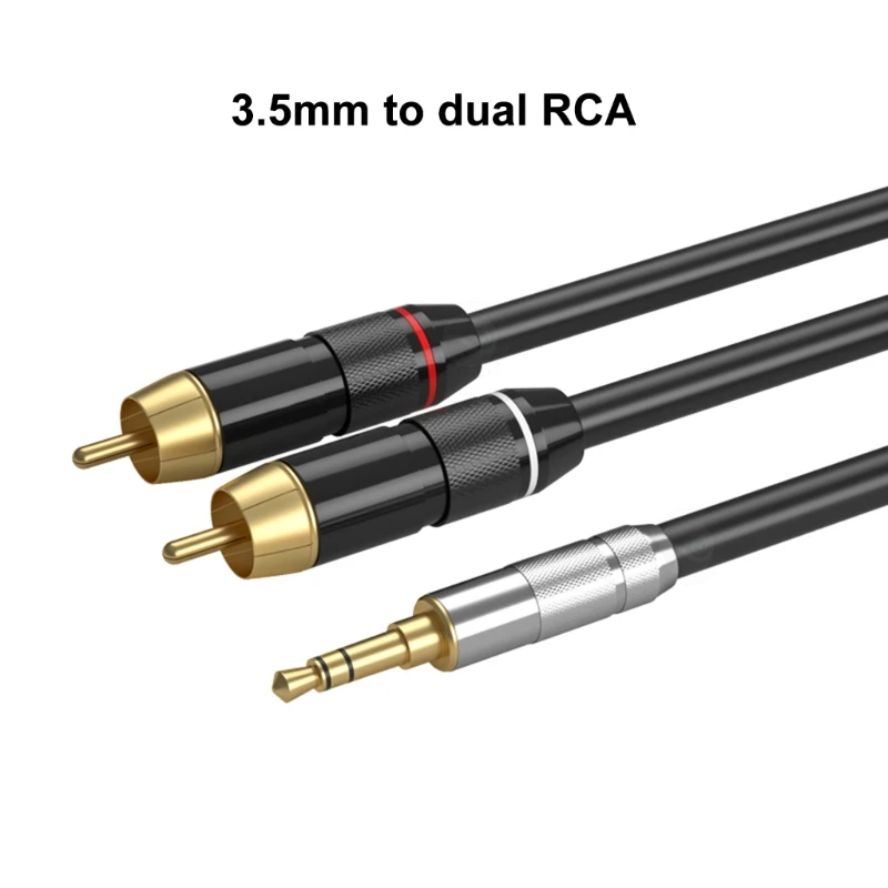 Male Cable 3.5mm to 6.35mm/2 Female Y Splitter Stereo Adapter Line Auxiliary Sound Headphone Cord Connector for Phone Speakers