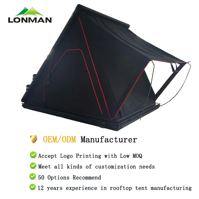 Customize 4x4 Hard Shell Roof Top Tent Automatic Waterproof Canvas Car Tent For Outdoor Camping Aluminum Pole Carrying 4 People