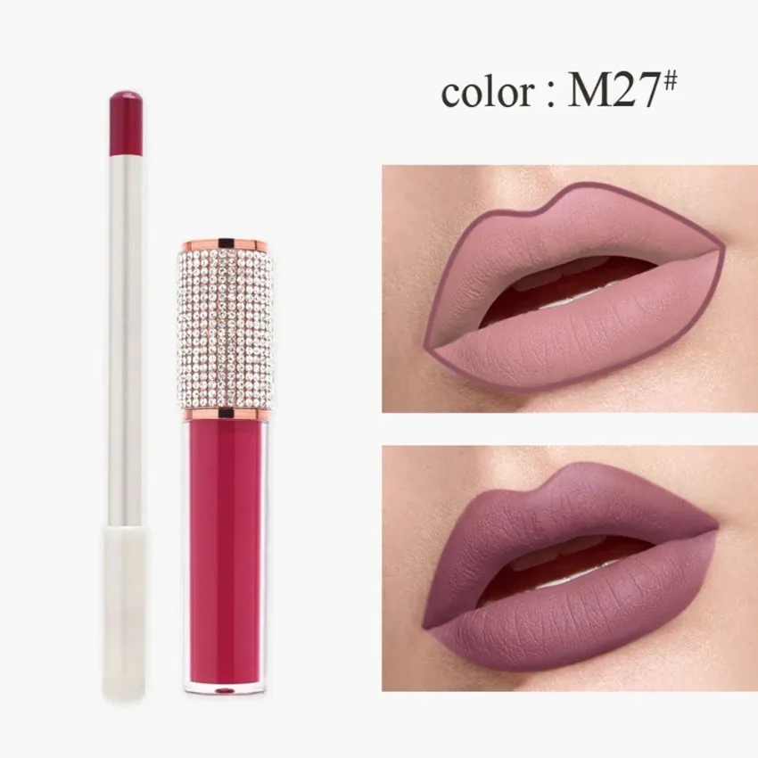 

Custom 12colors Non-stick Cup Liquid Lipstick & Lipliner Kit Matte Waterproof Easy To Wear Long Lasting Sexy Lips Set Bulk