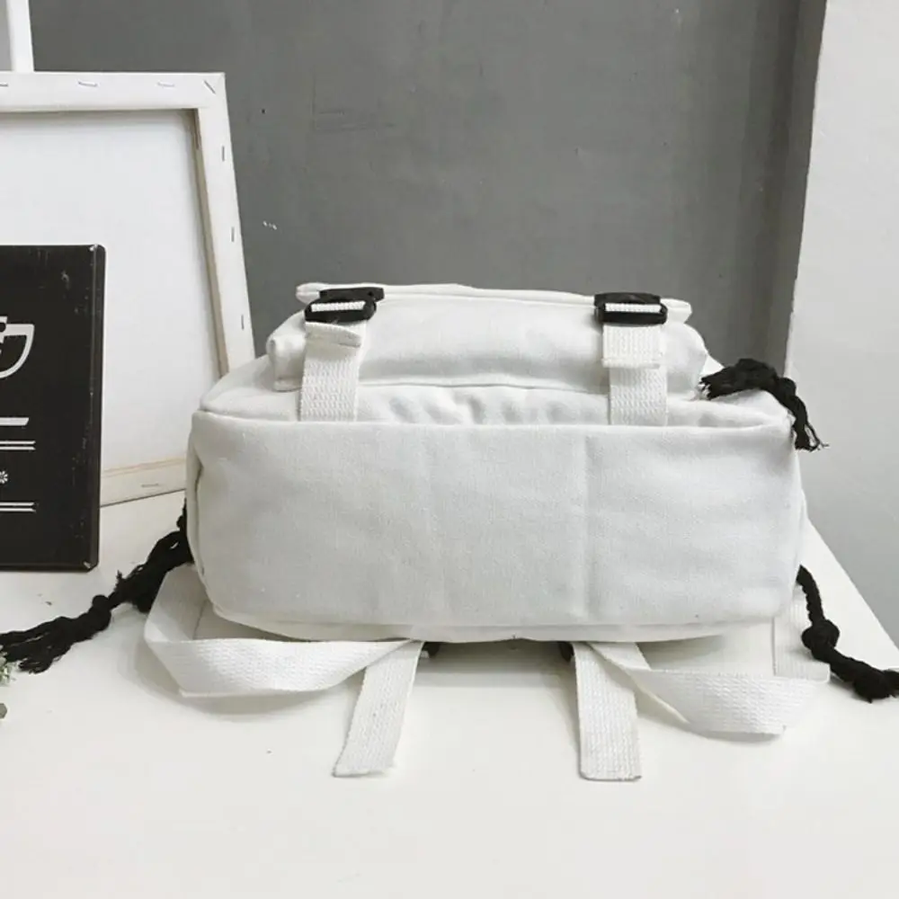 New Canvas Schoolbag Wear-resistant Solid Color Backpack Waterproof Large Capacity Rucksack