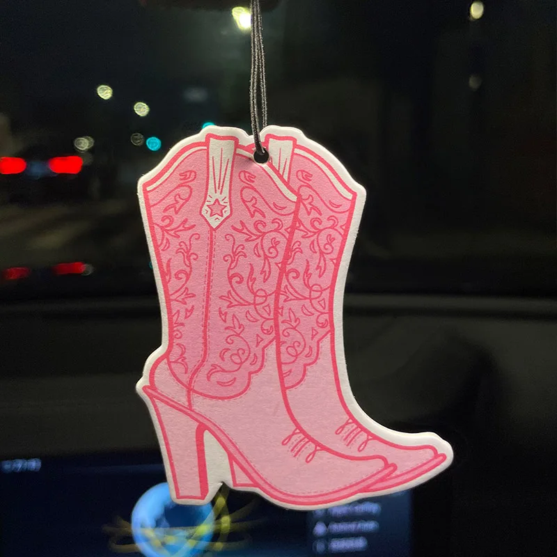 Car Aromatherapy Perfume Air Freshener Japanese Cartoon Animation Rearview Mirror Fragrance Pendant Toilet Air Vent Pink Boots