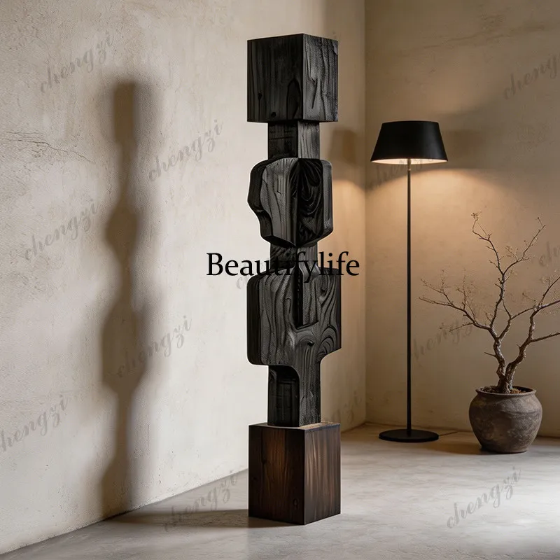 Wood carving floor-to-ceiling ornaments B & B Tea Room Hotel Lobby Soft Decoration Sculpture Club Decoration Art Installation