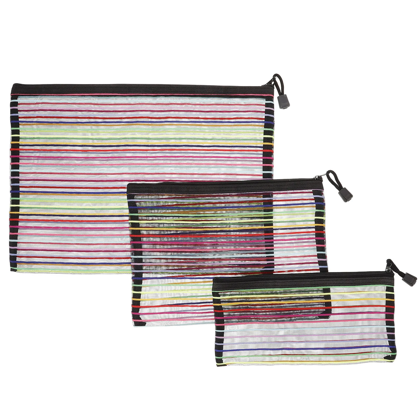 

3Pcs Lightweight Nylon Mesh File Storage Bags Set A4 A5 B6 Zipper Document Organizer Portable Clear Pouch for Papers Phones