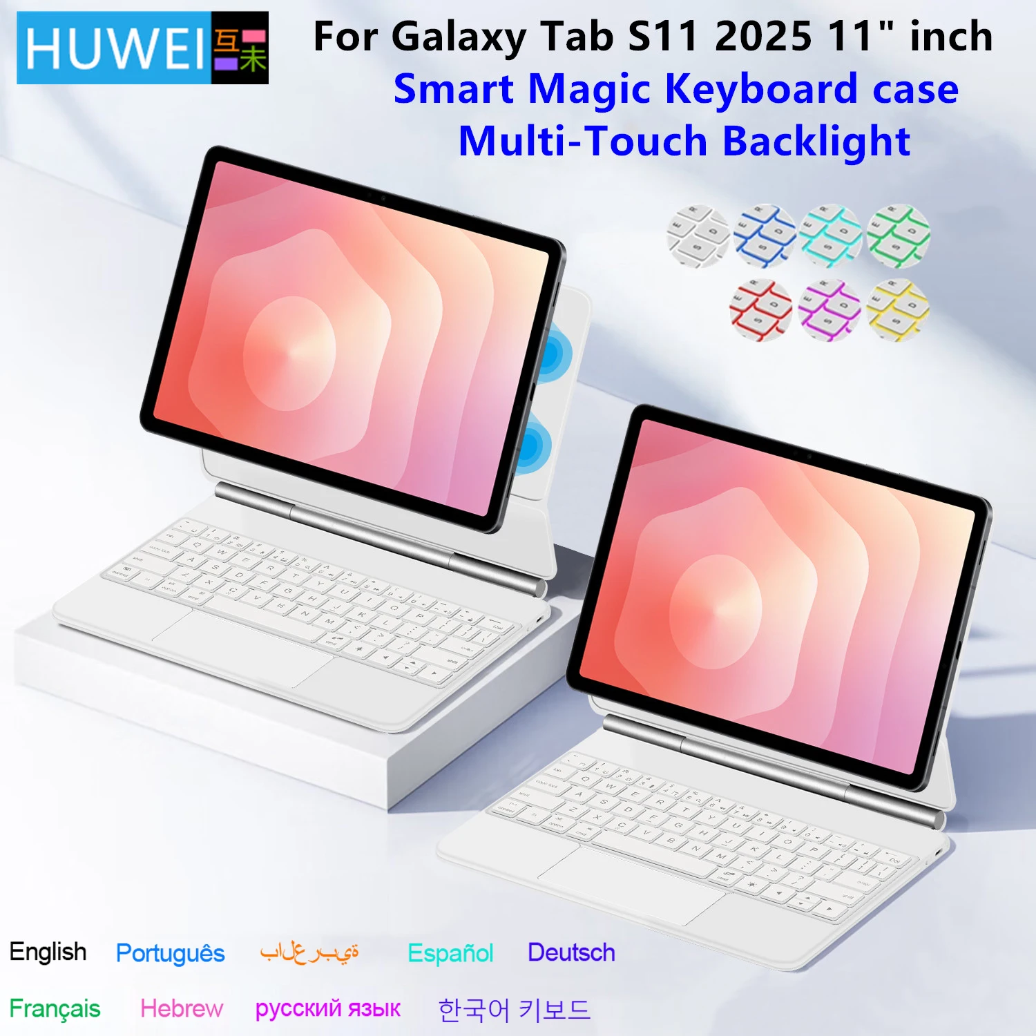 

HUWEI Magic Keyboard For Samsung Galaxy Tab S11 11-Inch 2025 Tab S11 Tablet Smart Magnetic Case Keyboard Multi-touch Backlight