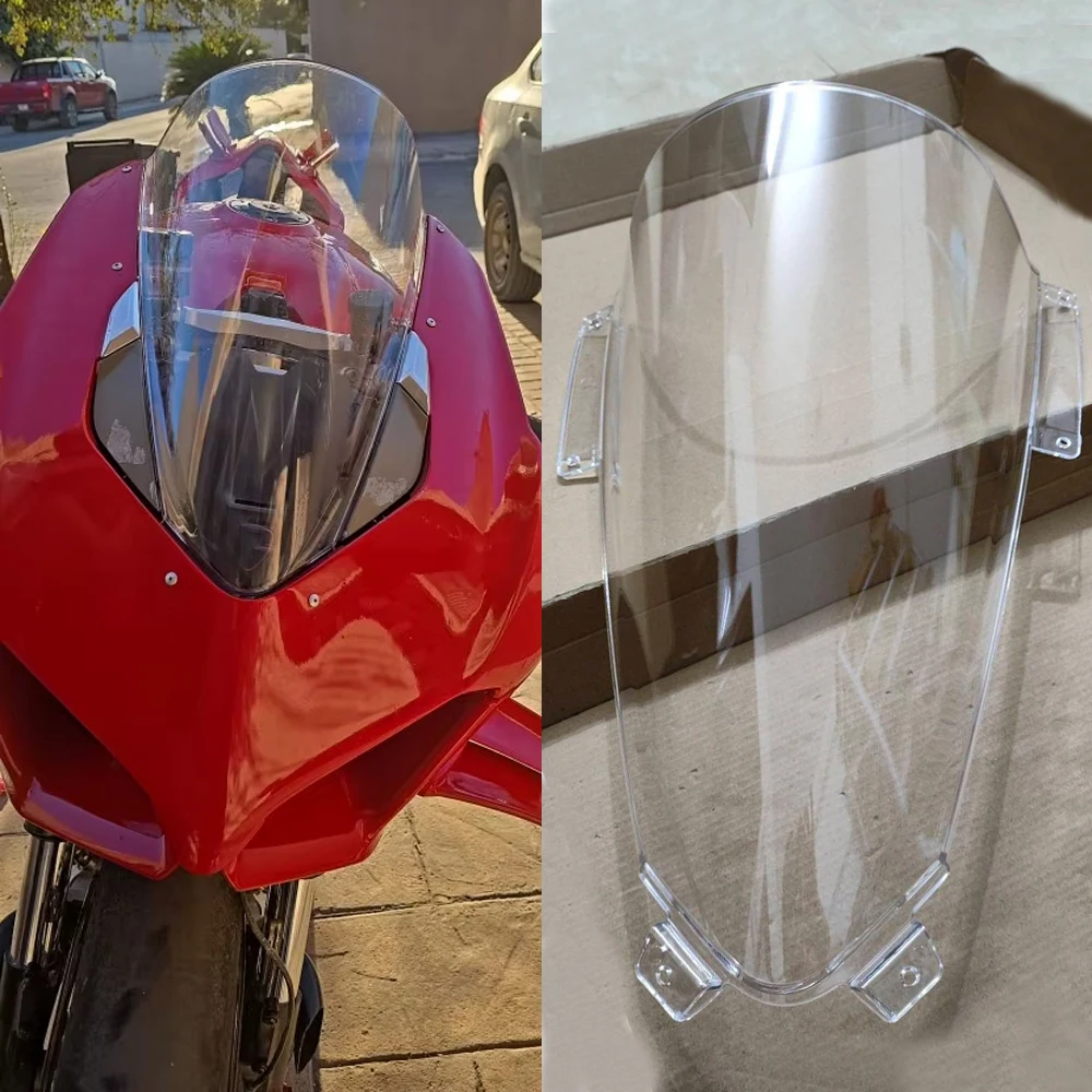 

V4 Windscreen Racing Windshield For Ducati Panigale V4S 2018 19 2020 2021 2022 2023 2024 V4R Screen Double Bubble Wind Deflector