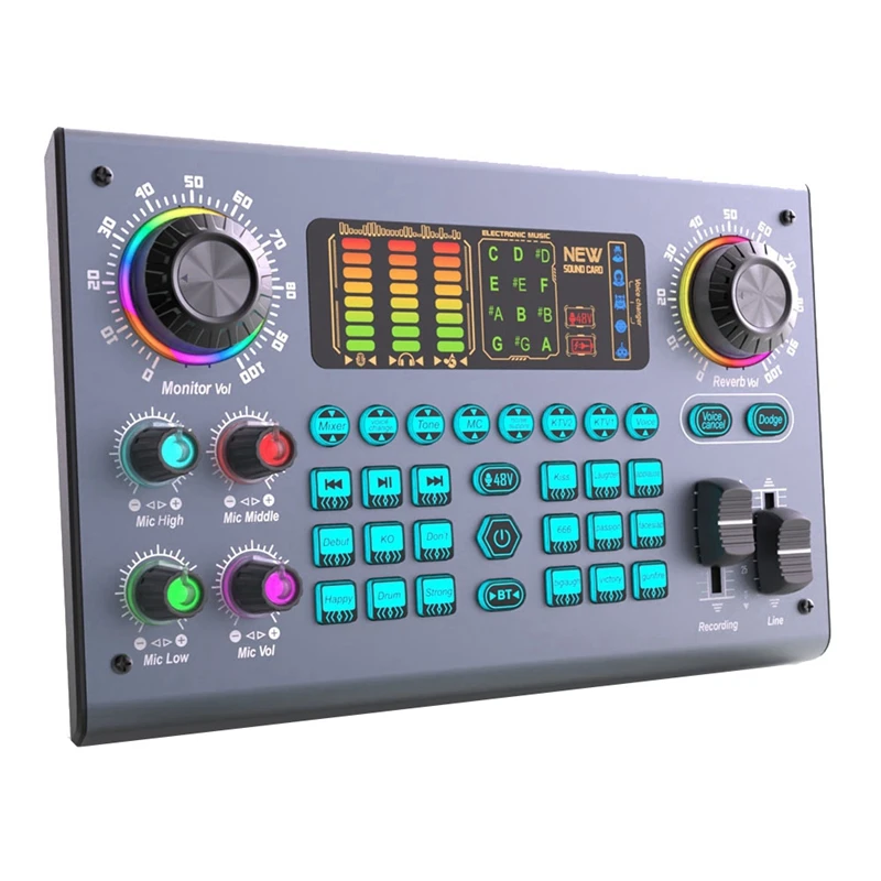 A76F-Professional Podcast Live Sound Card DJ Mixer Audio Mixer Equipment For PC Recording Singing Streaming Gaming