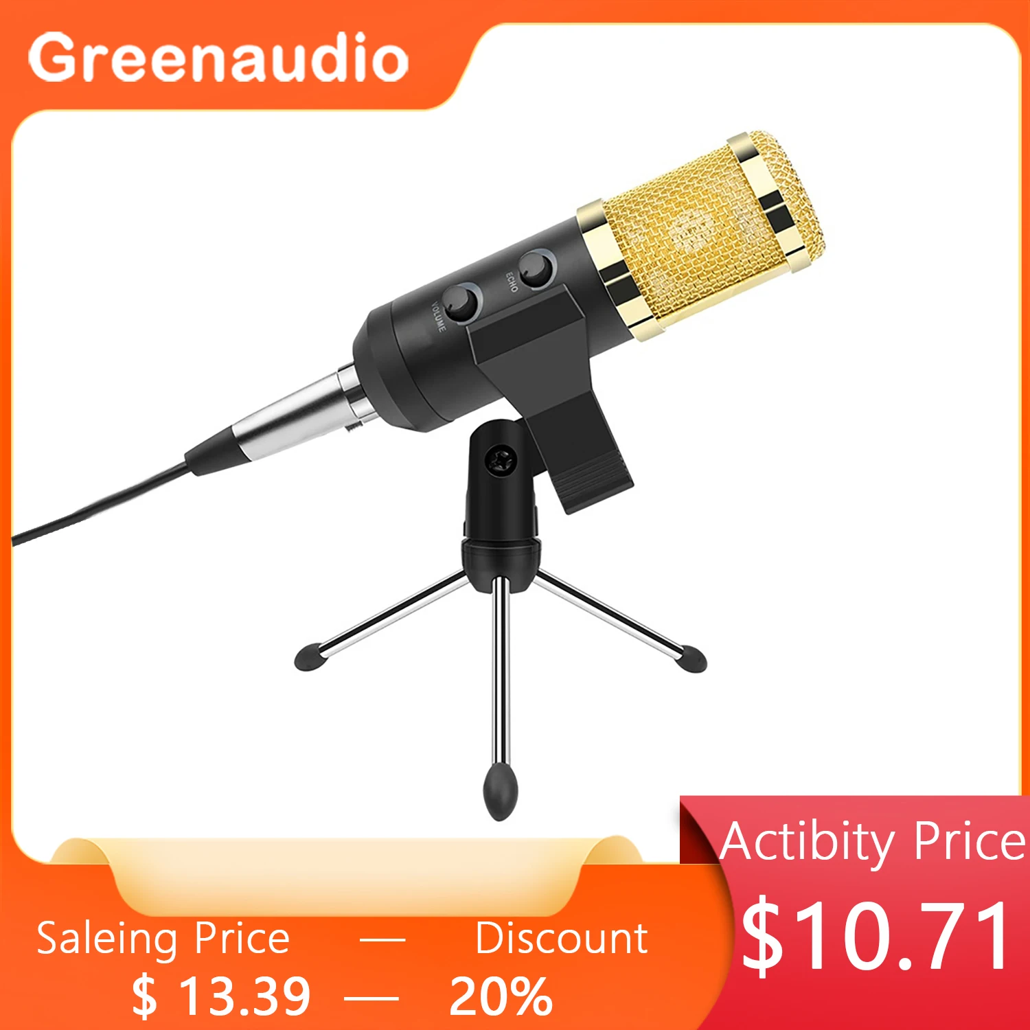 GAM-100FL Professional Desktop Capacitor Microphone USB Metal Game Singing Live Microphone