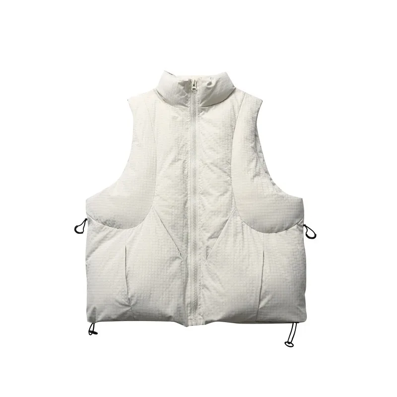 Winter Stand-Up Collar Solid Color Cotton Vest Windproof and Warm Japanese-Style Wraparound for Men in Retro Style