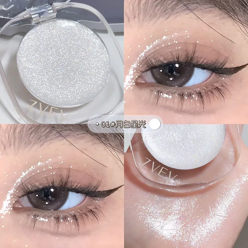 Paleta de sombra de ojos monocromática con purpurina, maquillaje de sombras de ojos brillantes nacarados, resaltes morados, tonos frescos, Cosméticos impermeables