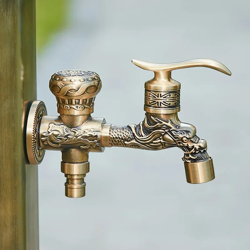 Washing Machine Faucet Antique Brass Mop Pool Retro Bibcock Wall Mounted Bathroom Hardware Accessories Single Cold Toilet Taps