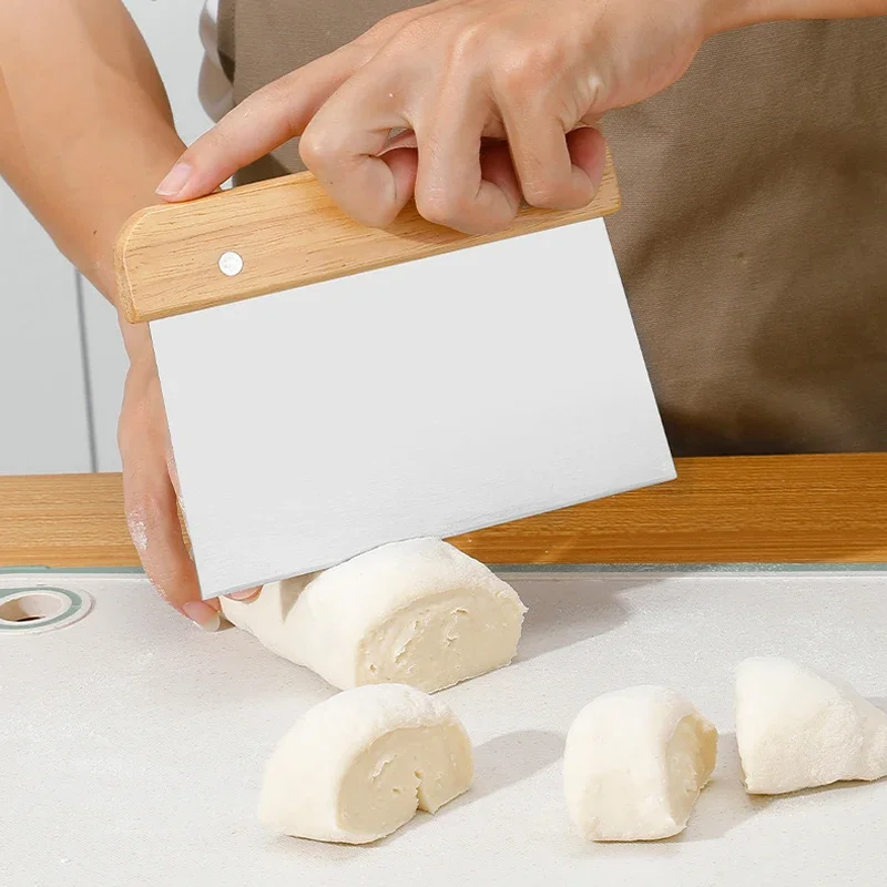 سكين تقطيع من الفولاذ المقاوم للصدأ، قطاعة عجينة الخبز والبيتزا، مكشطة كعكة الكريمة شبه المنحرفة، أداة القطع، أداة المطبخ #3