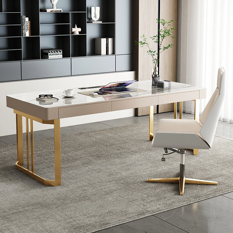 

Desk light luxury modern simple home high-end rock slab desk designer