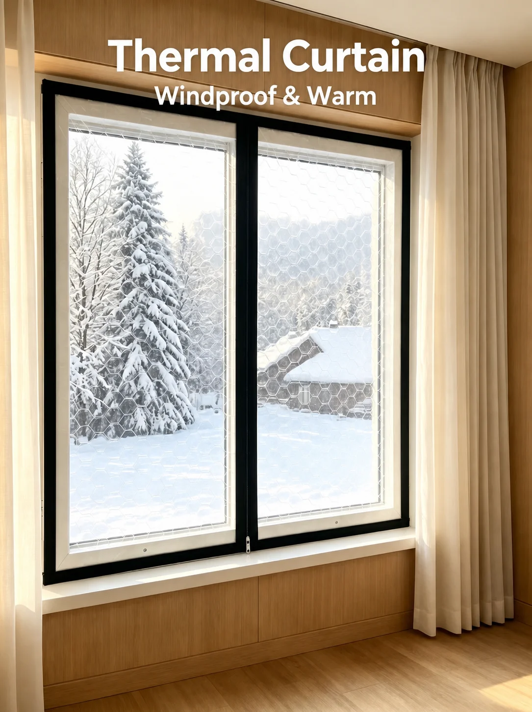 Windproof and Insulating Curtains, Winter EVA Water Cube Window Windproof Solution for Balcony, Bedroom Windows, Anti-Frost Seal