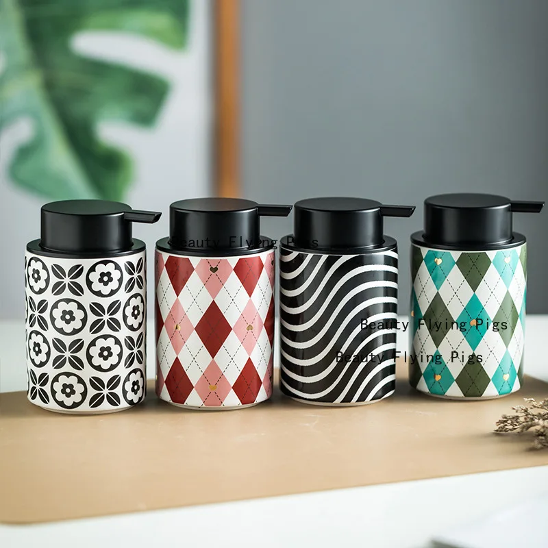 

1pc Ceramic Liquid Foaming Bottle Bath Gel Foam Bottle Plastic Foam Pump Head Bathroom Accessories Toilet Distribution Bottle