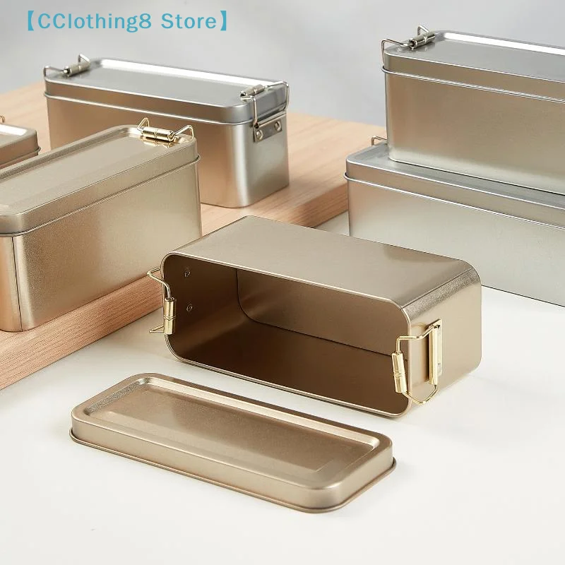 1/3/5Pcs Dustproof Home Desktop Storage Tin Rectangular Tinplate Cookie Tins Box With Lid For Candy Coffee Tea 【AliS8】